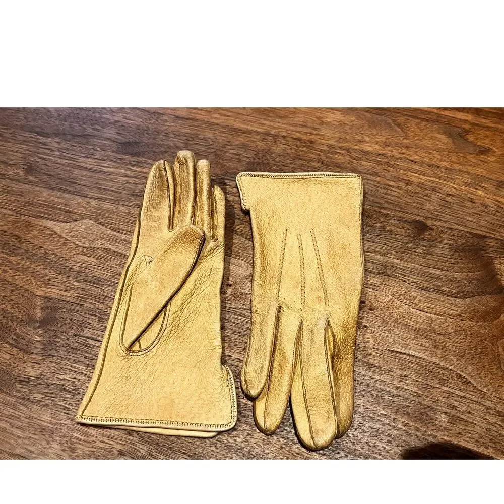 VTG Superb Genuine Pigskin Gloves Tan Light Brown Women's 6.5‎ Vintage